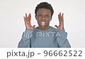 Angry Young African Man Screaming on White Background  96662522