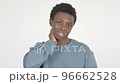 Young African Man with Neck Pain on White Background  96662528