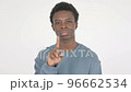 Denying Young African Man in Rejection on White Background  96662534