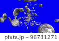 BB material that Shiba Inu coin of virtual currency pours down while rotating 96731271