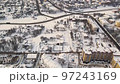 Aerial view of snowy urban residential area in winter. 97243169