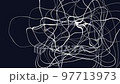 Movement curved lines. Abstract outline animated in random order. Dark background. Craziness emotion 97713973
