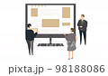 Animation of businessmen brainstorming while watching PC Animation of businessmen brainstorming while watching PC 98188086