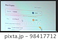 Clean VHS effect of Process of buying bitcoin. Investing money in cryptocurrency. Making online payment 98417712