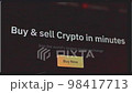Clean VHS effect of Process of buying bitcoin. Investing money in cryptocurrency. Making online payment 98417713