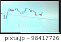 Clean VHS effect of Screen with a stock market graphic. Cryptocurrency rate graphic showing data online. Timelapse 98417726