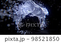 馬在閃閃發光的白色 CG 中奔跑 98521850