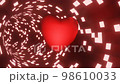 Red Heart in Neon Tunnel in a Seamless Loop. Ideal for Wedding, Valentine's Day, Love Story,  Anniversary, Mother's Day, Marriage. 98610033