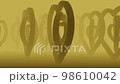 Yellow Rotating Hearts in Fog in a Seamless Loop. Ideal for Wedding, Valentine's Day, Love Story,  Anniversary, Mother's Day, Marriage. 98610042