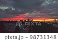Panaroma Of Rooftop Sunset Bright Orange sky 98731348