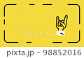 4k video of cartoon hand in rock sign on yellow background. 98852016