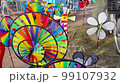 Close-up Of Colorful Pinwheel Spinning Outdoors. 99107932