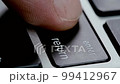 Finger press enter button on keyboard multiple times, urgent job with end deadline, frustration. Stressed out person hurrying to input information 99412967