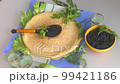 Pancakes with black caviar, cooked for Maslenitsa 99421186