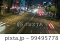 Car traffic elevated view at night timelapse with tilt-shift effect, Chengdu, Sichuan province, China 99495778
