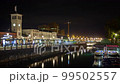 Malmo Central Station railway night light illumination timelapse 99502557