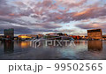 Oslo landmark from day to night time-lapse cityscape promenade sunset cloudscape 99502565