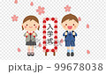 櫻花飛舞的小學入學典禮上的孩子們動畫背景透明 99678038