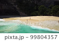 Aerial view of Kelingking Beach Nusa Penida, Indonesia. T-Rex Bay. High quality 4k drone footage. Stunning beach with turquoise blue water and white sandy beach. Indonesian nature. 99804357