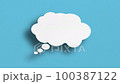 speech bubble paper Stop motion set on light blue paper background. 100387122