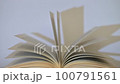 Open book with pages shadows moving against white background close-up view 100791561