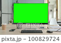 Zoom in Desktop Computer with Green Screen in Office 100829724