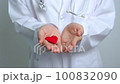 Doctor hand holding red heart shape in hospital. love, donor, world heart day, world health day, CSR donation and Insurance concepts 100832090