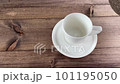 A man pours coffee into a cup. In the video, a man pours coffee into a white cup from a coffee pot. A white cup and saucer stands on a wooden table. 101195050