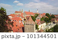Rothenburg ob der Tauber Bavaria Germany reverse drone aerial view.old city tour 101344501