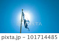 Greek flag in the sun in daylight in blue sky. High quality HD footage 101714485