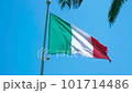 Italian flag in the sun at daylight in blue sky. High quality HD footage 101714486