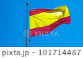 Spanish flag in the sun at daylight in blue sky. High quality HD footage 101714487