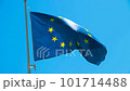 European flag in the sun at daylight in blue sky. High quality HD footage 101714488