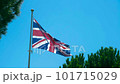 British flag in the sun at daylight in blue sky. High quality FullHD footage 101715029