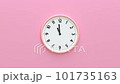 Clock face wall with time and number isolated on pink background. 101735163