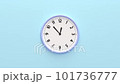 Blue Clock face wall with time backward isolated on color background. 101736777