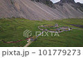 Viking Village Movie Film Set in Iceland. High quality 4k video. Shot on DJI Air 2s Aerial Drone near Hofn, Iceland. 101779273