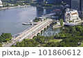 4k time lapse of aerial view busy street highway at Marina Bay Singapore.  101860612