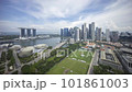 Time lapse of cloudscape scene aerial view at Marina Bay Singapore city skyline.  101861003