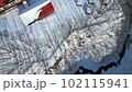 日本の北海道の帯広の雪景色をドローン空撮 102115941