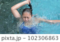 Asian woman drowning in swimming pool area 102306863