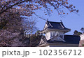 満開の桜と仙台城の隅櫓 102356712