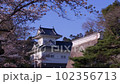 満開の桜と仙台城の隅櫓 102356713