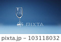 Empty Wine Glass Spinning on Studio Blue Background 103118032