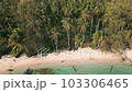 Aerial view white sand tropical beach coconut palm tree summer vacation relax background 103306465