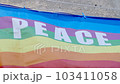 Waving rainbow peace flag 103411058