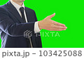 握手を求めるビジネスパーソン。スーツを着用。横からのアングル。グリーンバック。 103425088