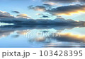 Romantic colorful sunset at the sea. Sun go down, blue and orange 103428395