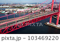 Aerial video taken by a drone of the Wakato Ohashi Bridge over Dokai Bay in Kitakyushu City 3 103469220