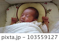 infant sleeping in crib 103559127